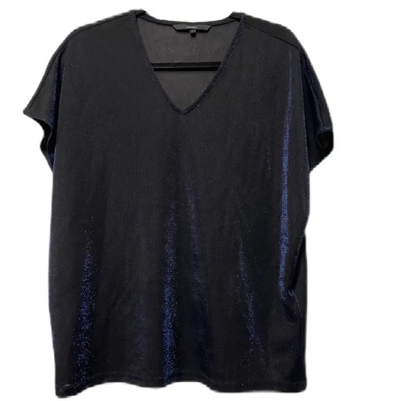 Vero Moda Sparkly Translucent V-Neck Tee Size Large - Picture 1 of 6